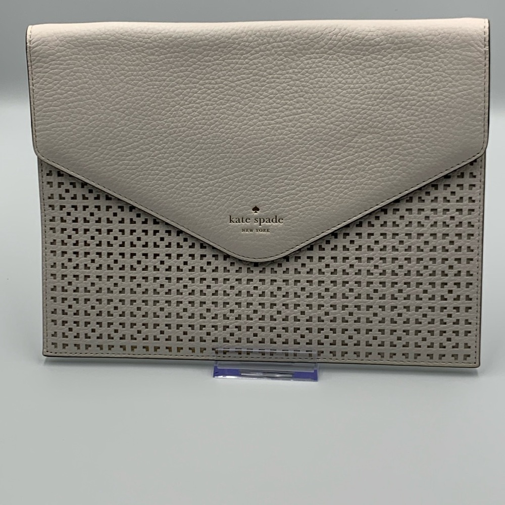 Kate Spade Taupe Perforated Envelope Clutch